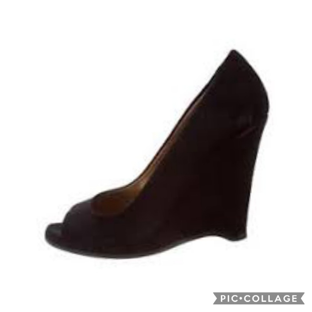 Miu Miu Brown Suede Open Toe Wedges